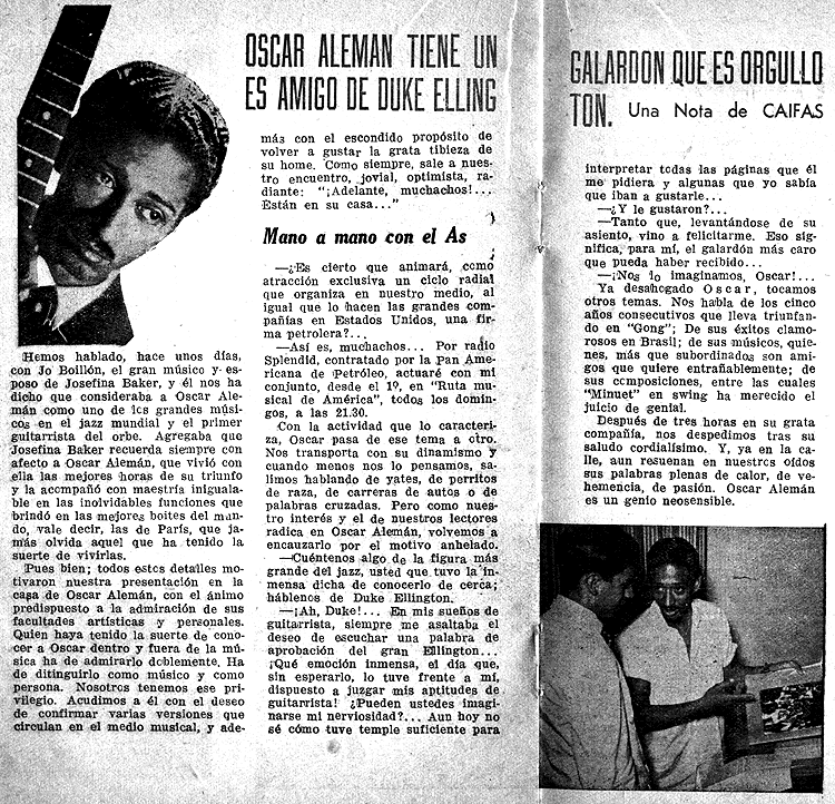 Oscar Aleman - Artículo aparecido en la revista Mi Cine del 22 de Mayo de 1947