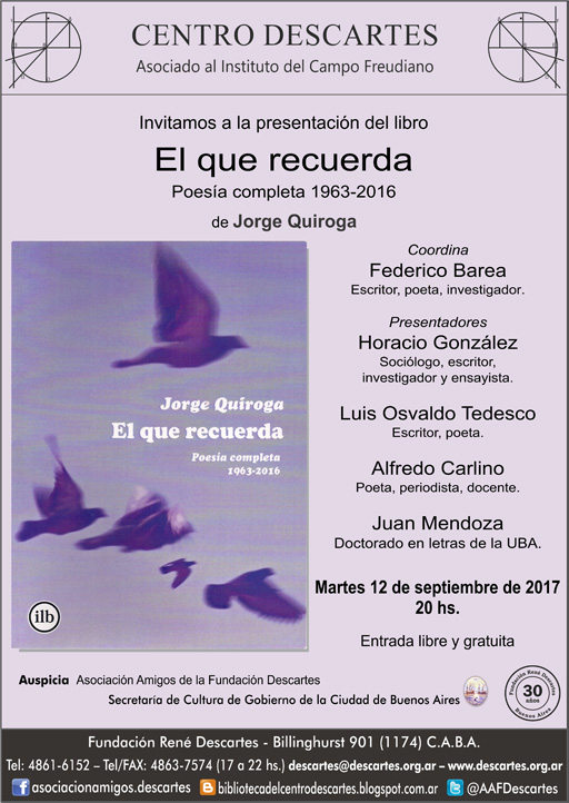 Presentación del libro “El que recuerda” de Jorge Quiroga